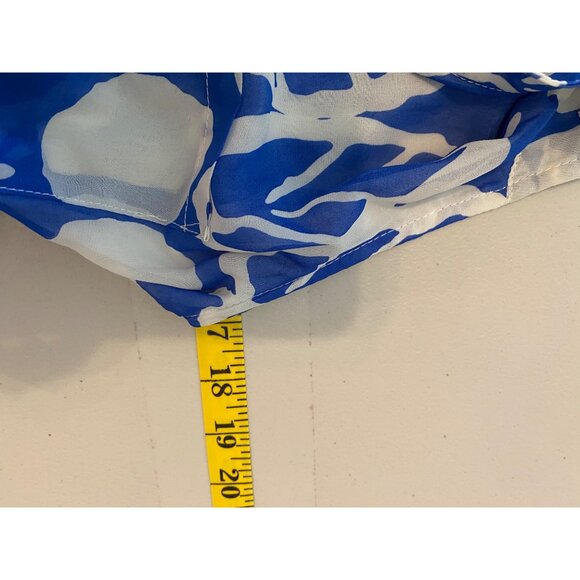 Xtaren Sleeveless Blue & White Leaf Print Dress With Belt Large - Picture 7 of 9